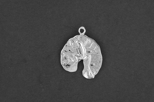 Kikker op blad - Zilver